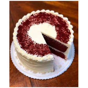 Red velvet cake with butter cream icing  Top with red velvet cake crumb 8 inch
